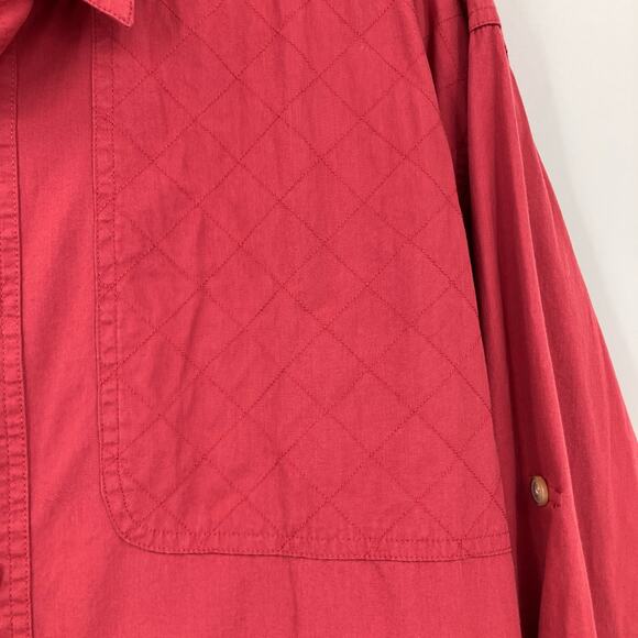 Orvis Red Roll Tab Long Sleeve Button Down Quilted Shoulder Shooting Shirt Top - Picture 8 of 9